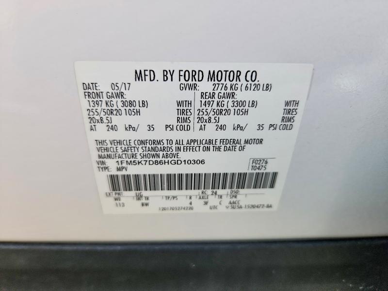 Продажа на аукционе авто 2017 Ford Explorer, vin: 1FM5K7D86HGD10306, номер лота: 60994106