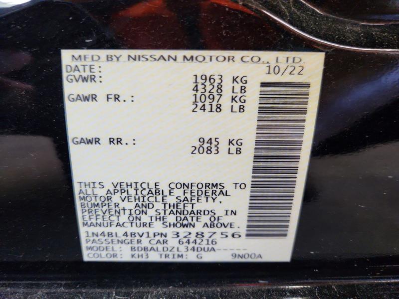Auction sale of the 2023 Nissan Altima, vin: 1N4BL4BV1PN328756, lot number: 59997776