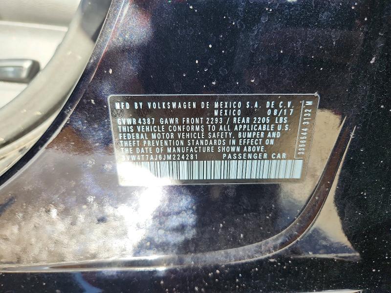 2018 Volkswagen Jetta მანქანა იყიდება აუქციონზე, vin: 3VW4T7AJ6JM224281, აუქციონის ნომერი: 61789476