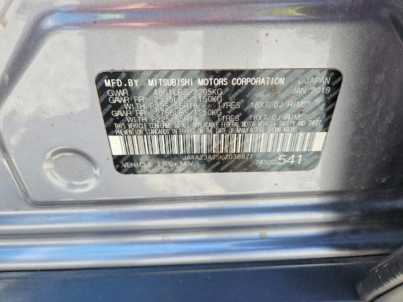 Aukcja sprzedaży 2019 Mitsubishi Outlander, vin: JA4AZ3A35KZ038871, numer aukcji: 63395676