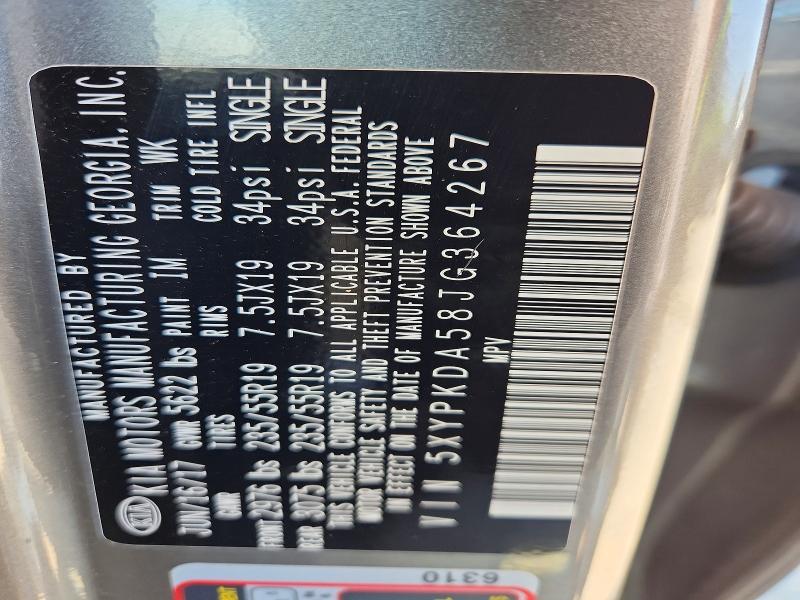 Продаж на аукціоні авто 2018 Kia Sorento, vin: 5XYPKDA58JG364267, номер лоту: 61361596