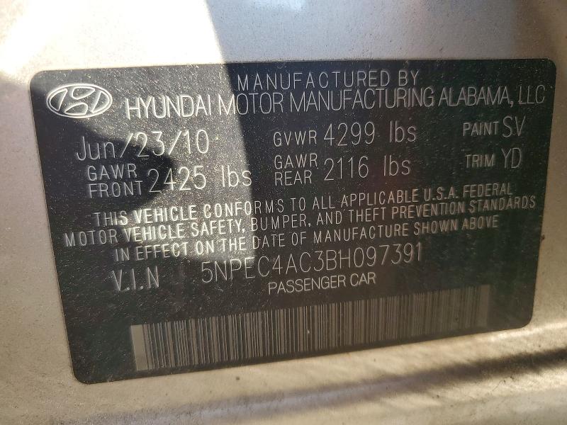 Aukcja sprzedaży 2011 Hyundai Sonata, vin: 5NPEC4AC3BH097391, numer aukcji: 60374286