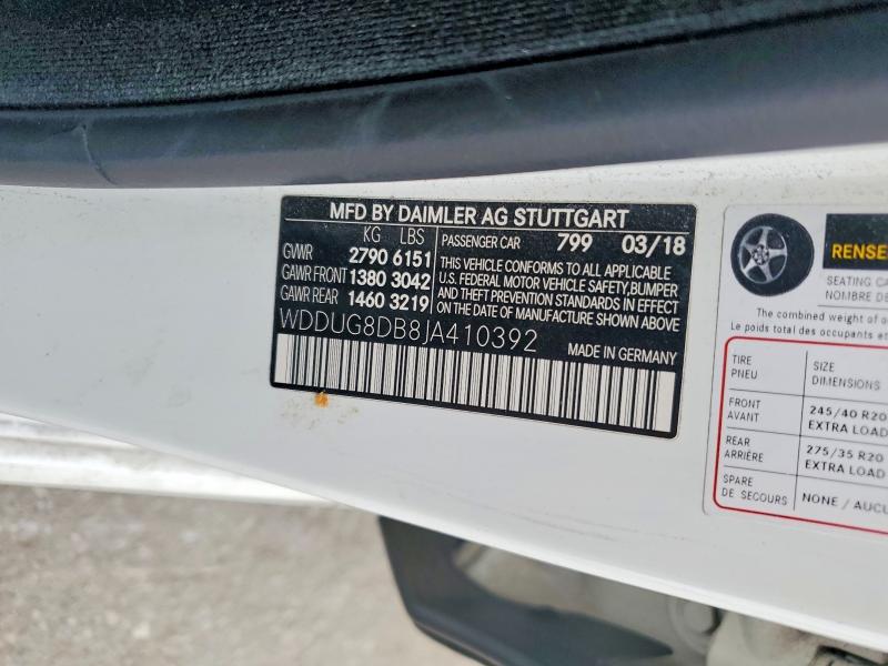 Aukcja sprzedaży 2018 Mercedes-benz S, vin: WDDUG8DB8JA410392, numer aukcji: 60222746
