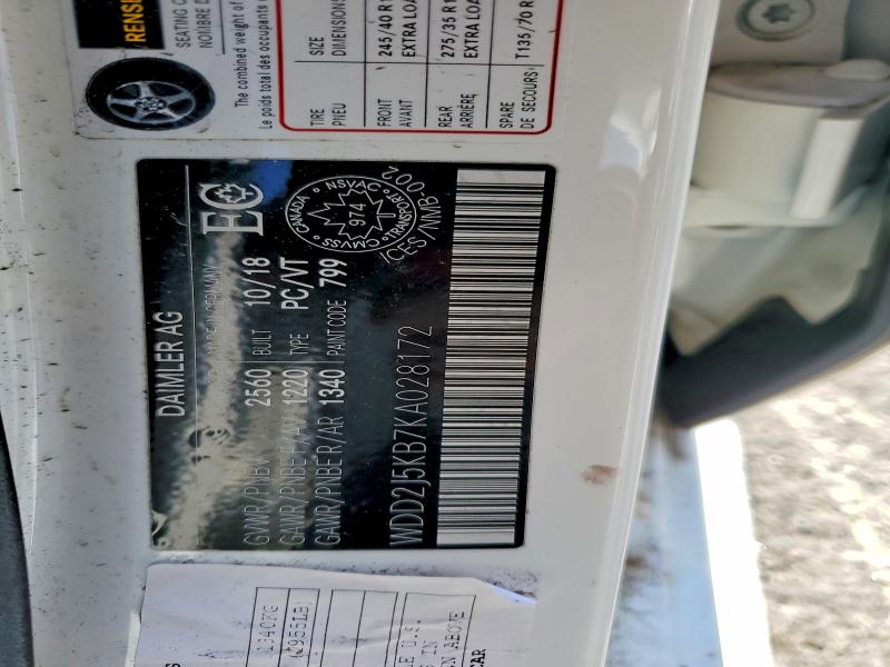 61873046 :رقم المزاد ، WDD2J5KB7KA028172 vin ، 2019 Mercedes-benz Cls مزاد بيع
