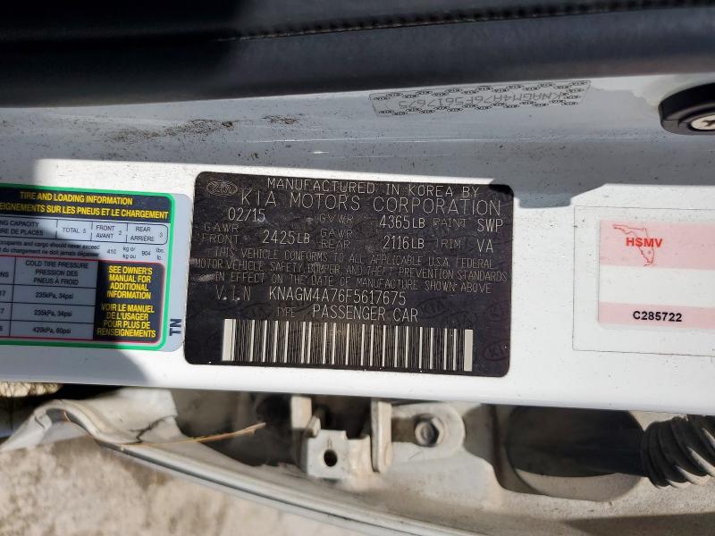 59951496 :رقم المزاد ، KNAGM4A76F5617675 vin ، 2015 Kia Optima مزاد بيع