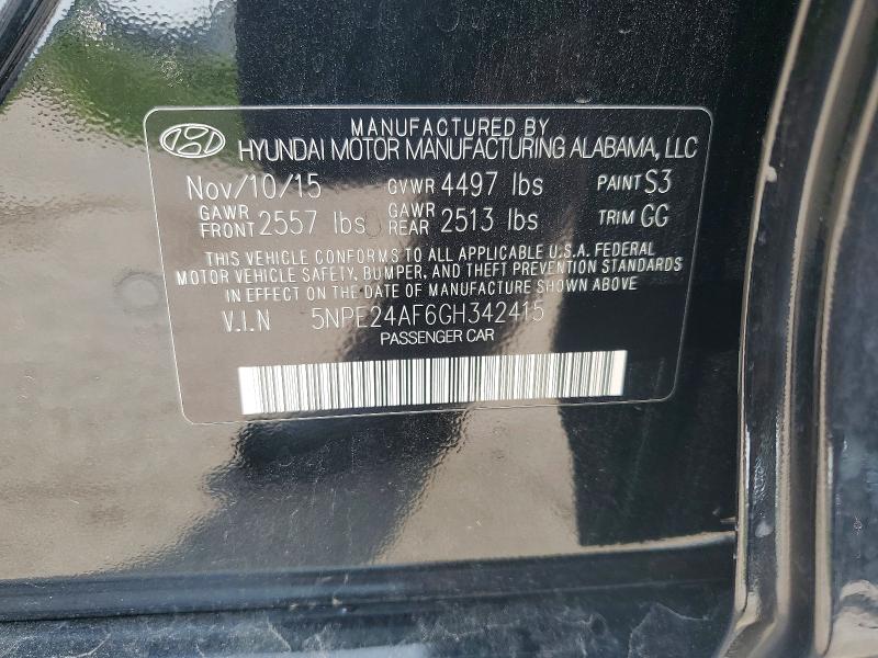 62915736 :رقم المزاد ، 5NPE24AF6GH342415 vin ، 2016 Hyundai Sonata مزاد بيع