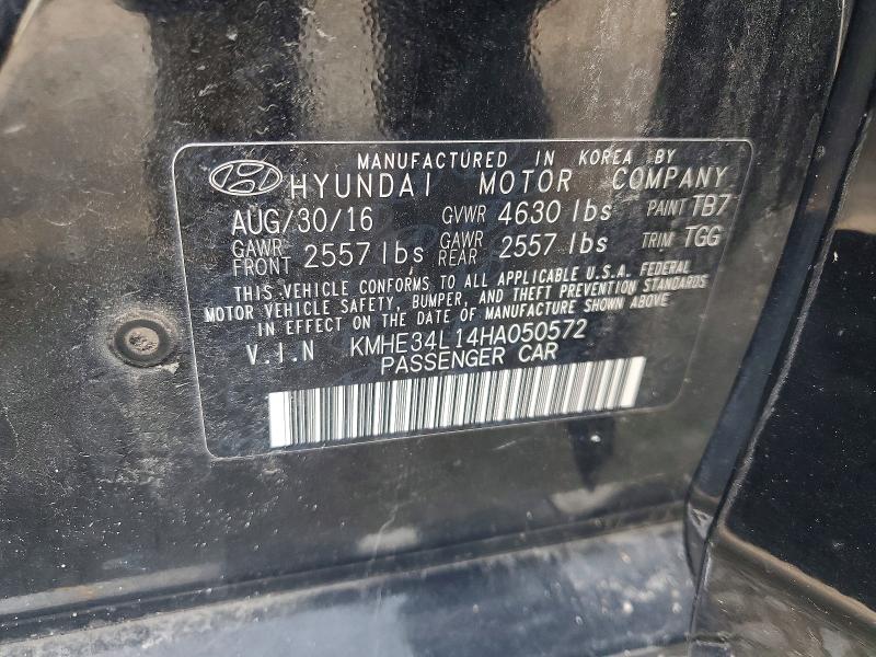 61691486 :رقم المزاد ، KMHE34L14HA050572 vin ، 2017 Hyundai Sonata Hybrid مزاد بيع