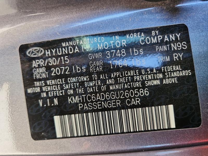 Продаж на аукціоні авто 2016 Hyundai Veloster, vin: KMHTC6AD6GU260586, номер лоту: 59974376