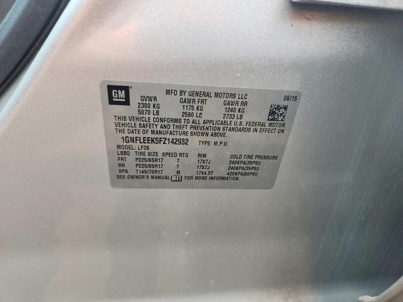 61988836 :رقم المزاد ، 1GNFLEEK5FZ142932 vin ، 2015 Chevrolet Equinox مزاد بيع