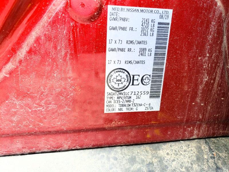 2020 Nissan Rogue მანქანა იყიდება აუქციონზე, vin: 5N1AT2MV1LC712559, აუქციონის ნომერი: 60646916