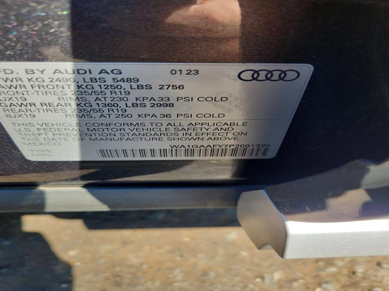 2023 Audi Q5 მანქანა იყიდება აუქციონზე, vin: WA1GAAFY7P2091338, აუქციონის ნომერი: 61121756