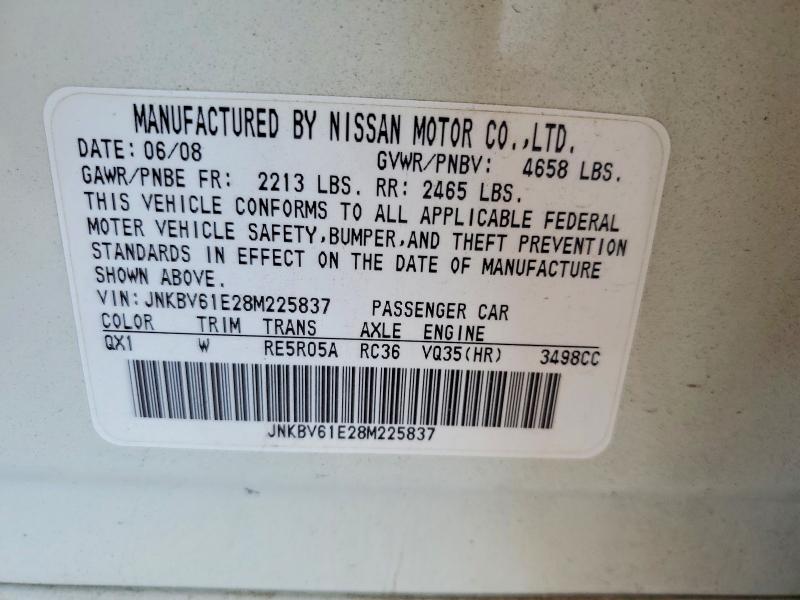 Aukcja sprzedaży 2008 Infiniti G35, vin: JNKBV61E28M225837, numer aukcji: 59889926