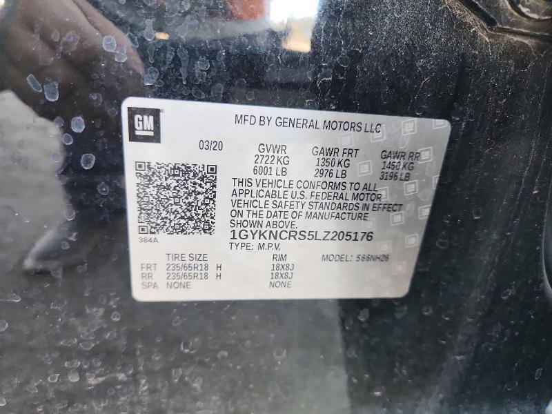 60123996 :رقم المزاد ، 1GYKNCRS5LZ205176 vin ، 2020 Cadillac Xt5 مزاد بيع