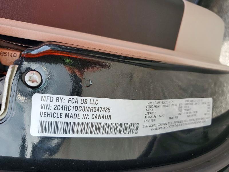 Aukcja sprzedaży 2021 Chrysler Voyager, vin: 2C4RC1DG0MR547485, numer aukcji: 62415336