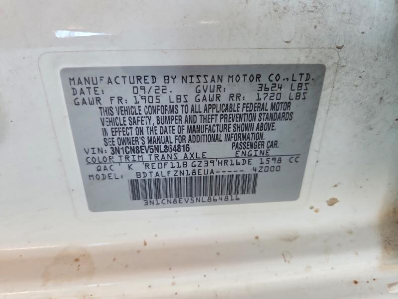 Продаж на аукціоні авто 2022 Nissan Versa, vin: 3N1CN8EV5NL864816, номер лоту: 59385346
