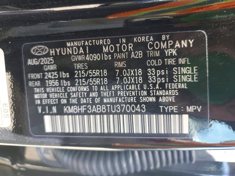 Aukcja sprzedaży 2026 Hyundai Kona, vin: KM8HF3AB8TU370043, numer aukcji: 61369746