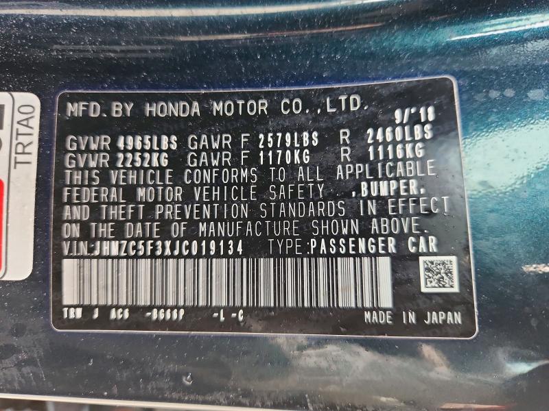 Aukcja sprzedaży 2018 Honda Clarity, vin: JHMZC5F3XJC019134, numer aukcji: 60056016