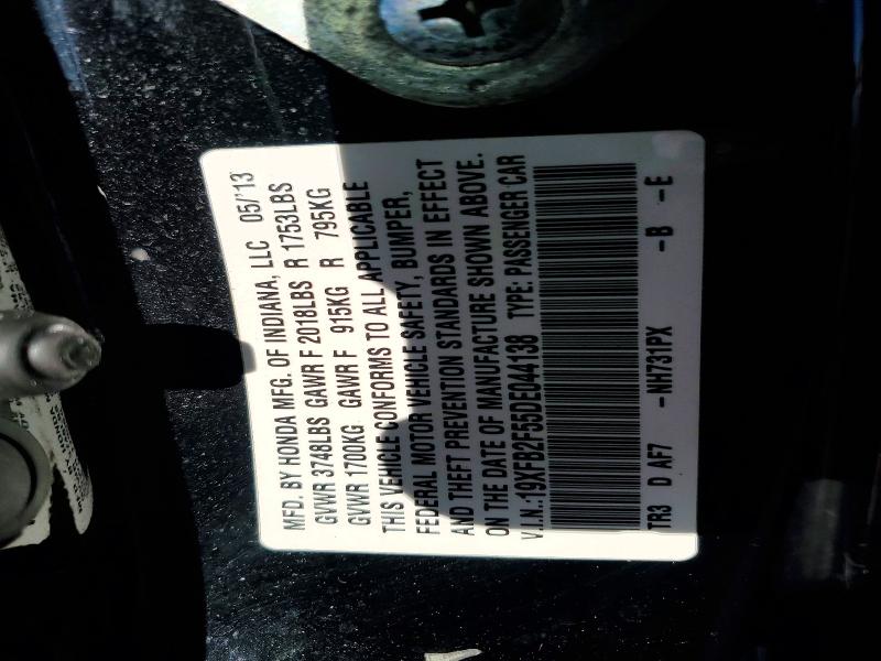 61543436 :رقم المزاد ، 19XFB2F55DE044138 vin ، 2013 Honda Civic مزاد بيع