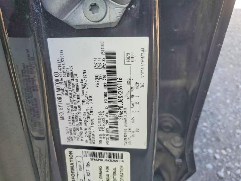 Продаж на аукціоні авто 2019 Ford Fusion, vin: 3FA6P0LU6KR269116, номер лоту: 60125266