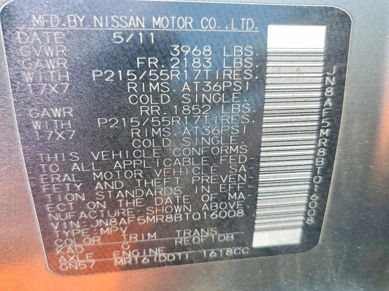 Продажа на аукционе авто 2011 Nissan Juke, vin: JN8AF5MR8BT016008, номер лота: 62816726
