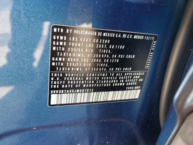 Aukcja sprzedaży 2018 Volkswagen Tiguan, vin: 3VV3B7AX5JM087812, numer aukcji: 59360486