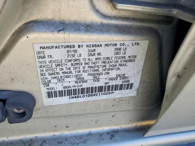 Aukcja sprzedaży 1999 Nissan Altima, vin: 1N4DL01D8XC110237, numer aukcji: 61195416