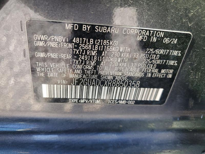 Продажа на аукционе авто 2024 Subaru Crosstrek, vin: JF2GUADCXR8850358, номер лота: 59534526