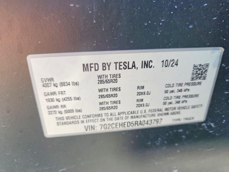63382736 :رقم المزاد ، 7G2CEHED5RA043797 vin ، 2024 Tesla Cybertruck مزاد بيع