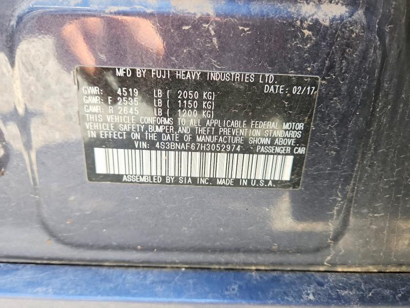 2017 Subaru Legacy მანქანა იყიდება აუქციონზე, vin: 4S3BNAF67H3052974, აუქციონის ნომერი: 62399716