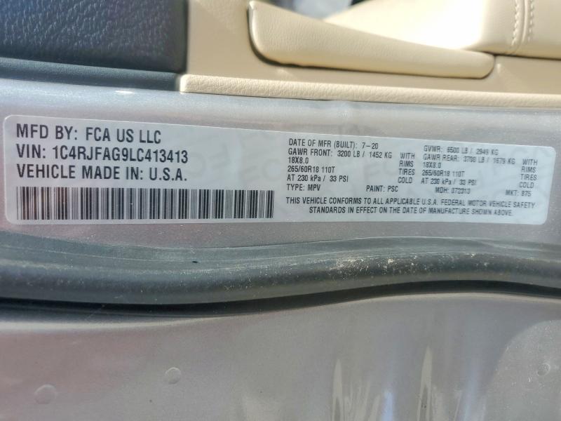 2020 Jeep Grand Cherokee მანქანა იყიდება აუქციონზე, vin: 1C4RJFAG9LC413413, აუქციონის ნომერი: 62897666