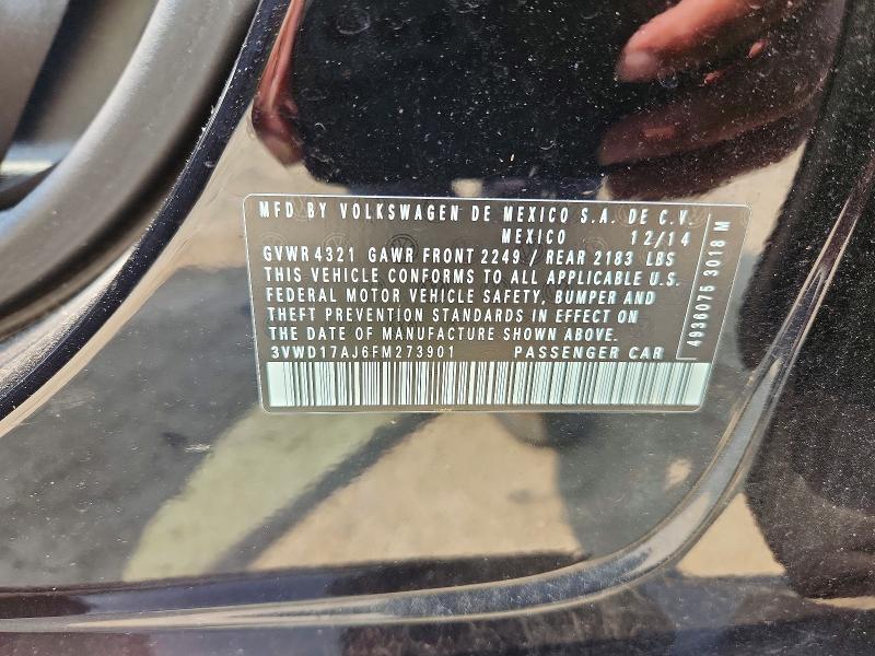 62787536 :رقم المزاد ، 3VWD17AJ6FM273901 vin ، 2015 Volkswagen Jetta مزاد بيع