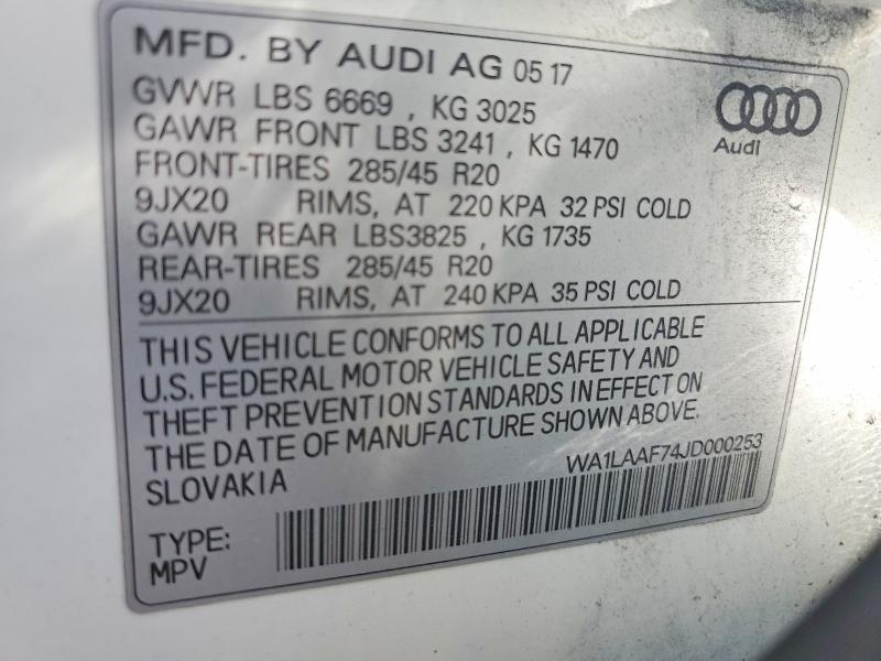 Продажа на аукционе авто 2018 Audi Q7, vin: WA1LAAF74JD000253, номер лота: 63560026
