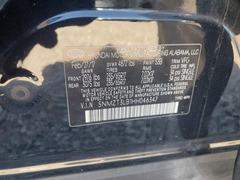 60505426 :رقم المزاد ، 5NMZT3LB1HH046347 vin ، 2017 Hyundai Santa Fe Sport مزاد بيع