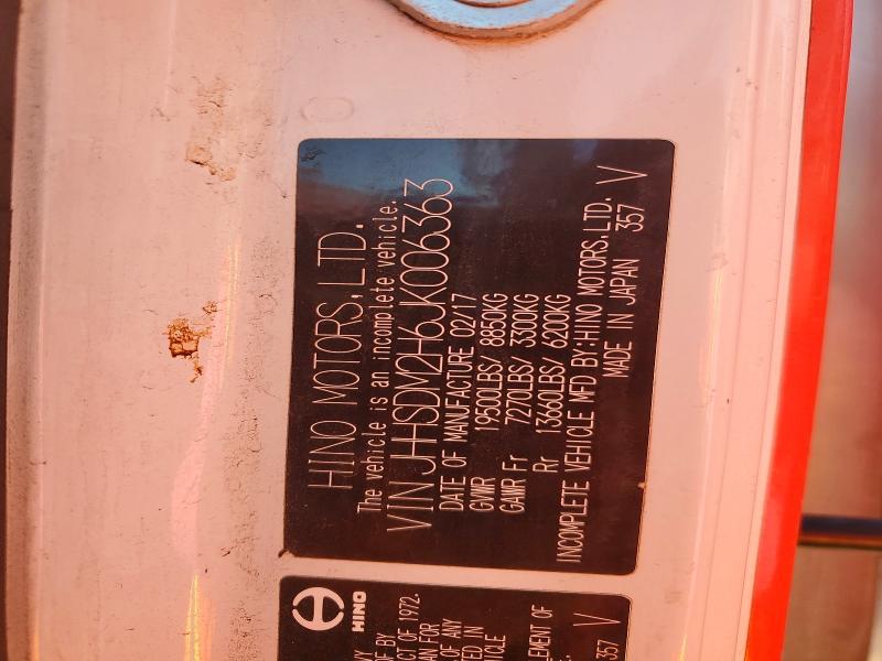 Aukcja sprzedaży 2018 Hino 195, vin: JHHSDM2H6JK006363, numer aukcji: 61166616