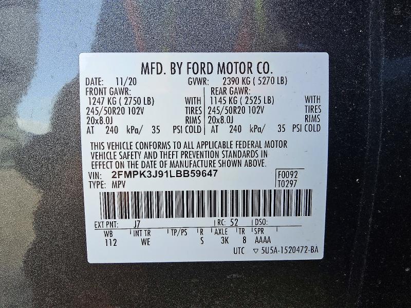 Aukcja sprzedaży 2020 Ford Edge, vin: 2FMPK3J91LBB59647, numer aukcji: 60017966