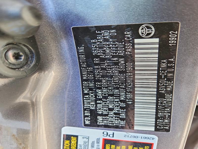 62040376 :رقم المزاد ، 4T1BF1FK5HU281900 vin ، 2017 Toyota Camry مزاد بيع