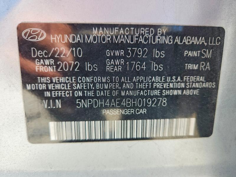 Aukcja sprzedaży 2011 Hyundai Elantra, vin: 5NPDH4AE4BH019278, numer aukcji: 60616346