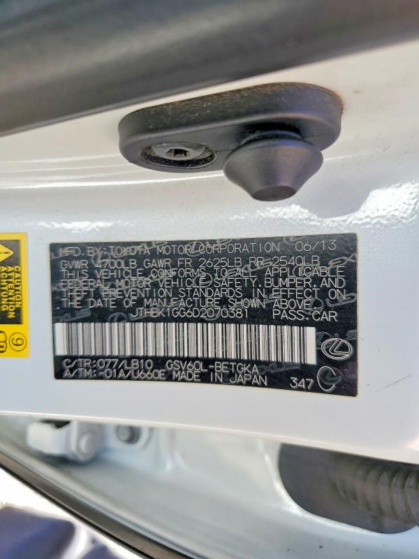 Aukcja sprzedaży 2013 Lexus Es, vin: JTHBK1GG6D2070381, numer aukcji: 61139666