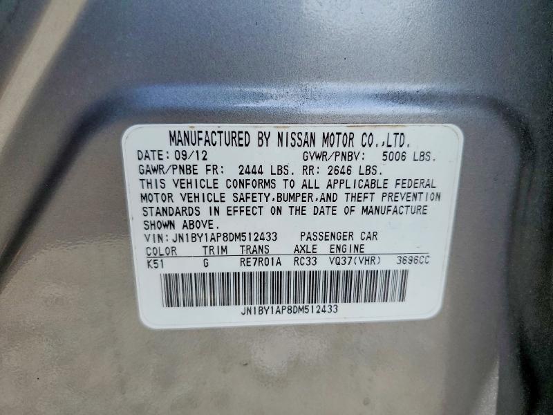 Продаж на аукціоні авто 2013 Infiniti M37, vin: JN1BY1AP8DM512433, номер лоту: 60924416
