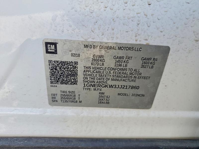 Продажа на аукционе авто 2018 Chevrolet Traverse, vin: 1GNERGKW3JJ217860, номер лота: 61535936