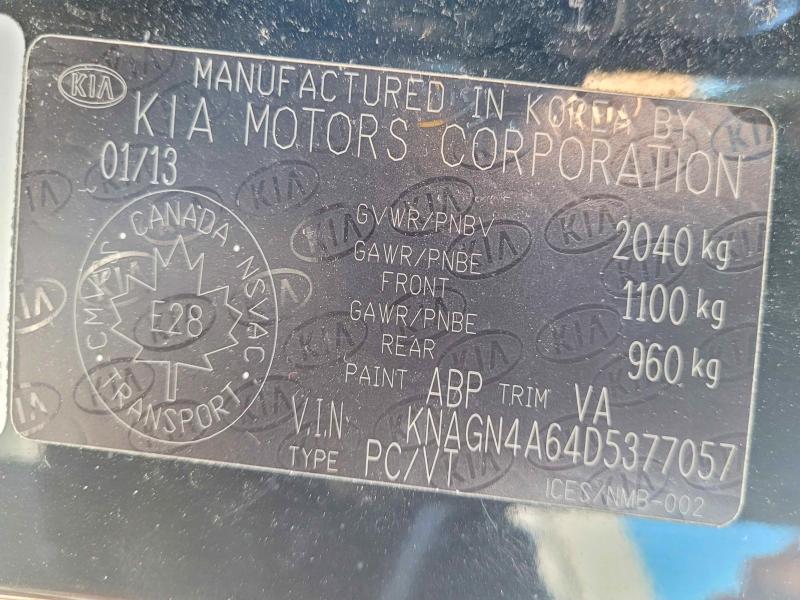 Aukcja sprzedaży 2013 Kia Optima, vin: KNAGN4A64D5377057, numer aukcji: 60523846