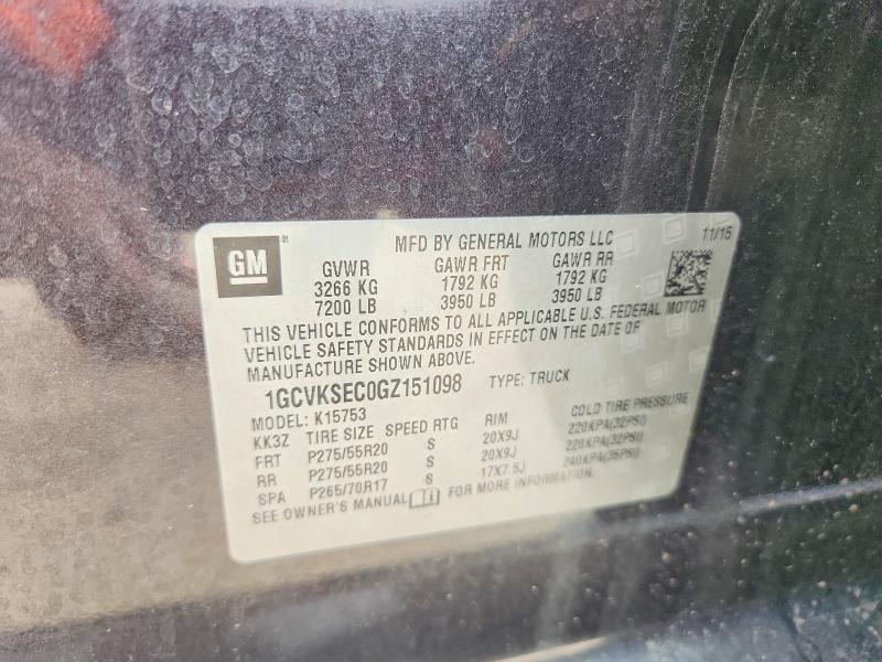 Aukcja sprzedaży 2016 Chevrolet Silverado, vin: 1GCVKSEC0GZ151098, numer aukcji: 58872336