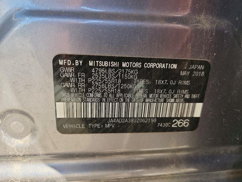 Aukcja sprzedaży 2018 Mitsubishi Outlander, vin: JA4AD2A38JZ062198, numer aukcji: 63310086