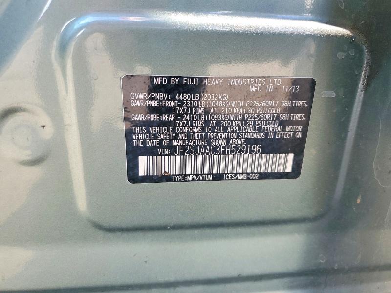 2014 Subaru Forester მანქანა იყიდება აუქციონზე, vin: JF2SJAAC3EH529196, აუქციონის ნომერი: 62672826