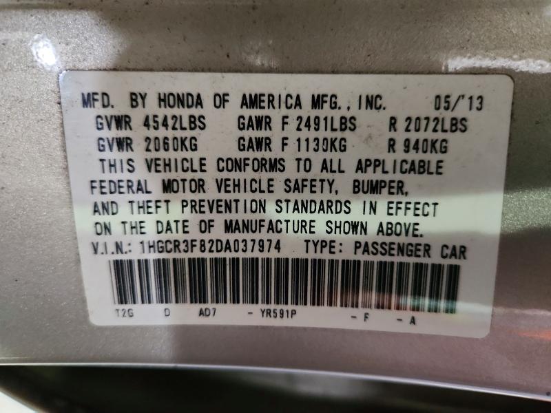 2013 Honda Accord მანქანა იყიდება აუქციონზე, vin: 1HGCR3F82DA037974, აუქციონის ნომერი: 58941966