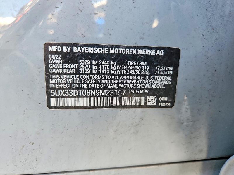 Продаж на аукціоні авто 2022 Bmw X4, vin: 5UX33DT08N9M23157, номер лоту: 58846486