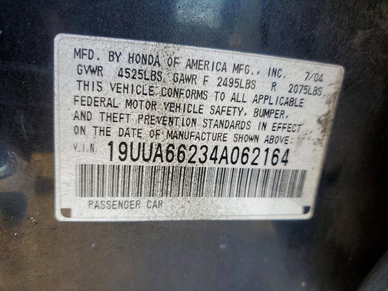 Aukcja sprzedaży 2004 Acura Tl, vin: 19UUA66234A062164, numer aukcji: 61631496