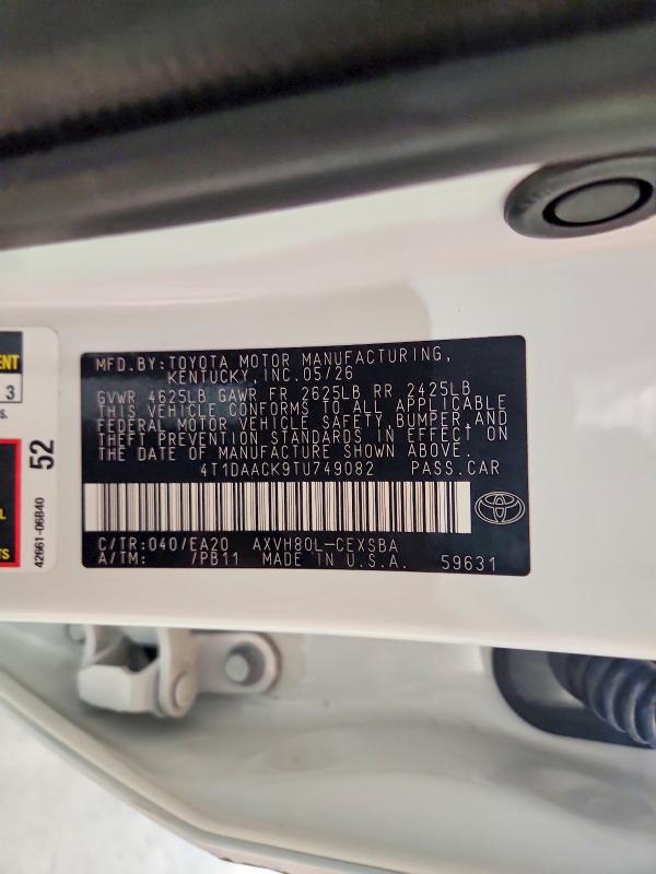 61888966 :رقم المزاد ، 4T1DAACK9TU749082 vin ، 2026 Toyota Camry مزاد بيع