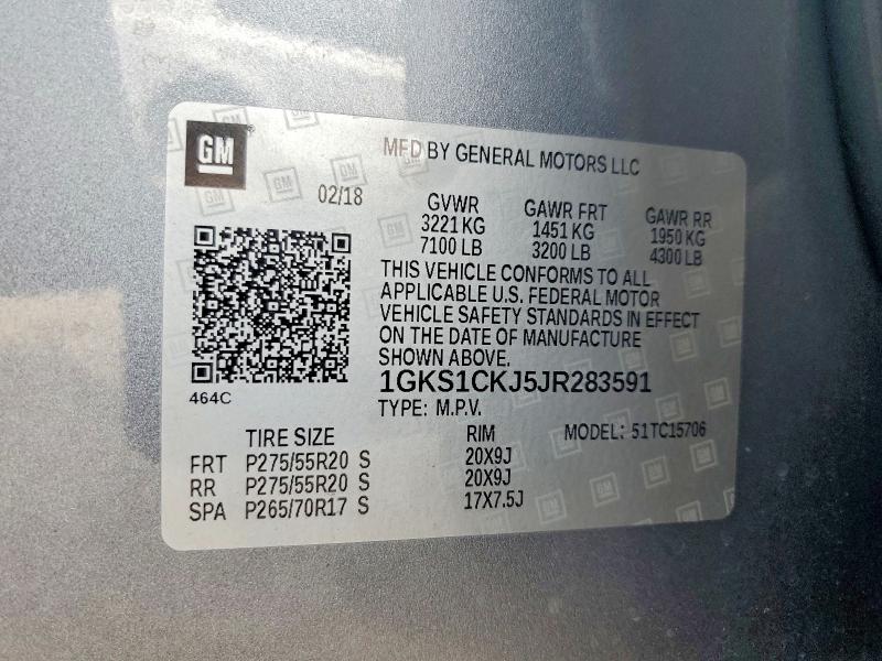 Продаж на аукціоні авто 2018 Gmc Yukon, vin: 1GKS1CKJ5JR283591, номер лоту: 60873926