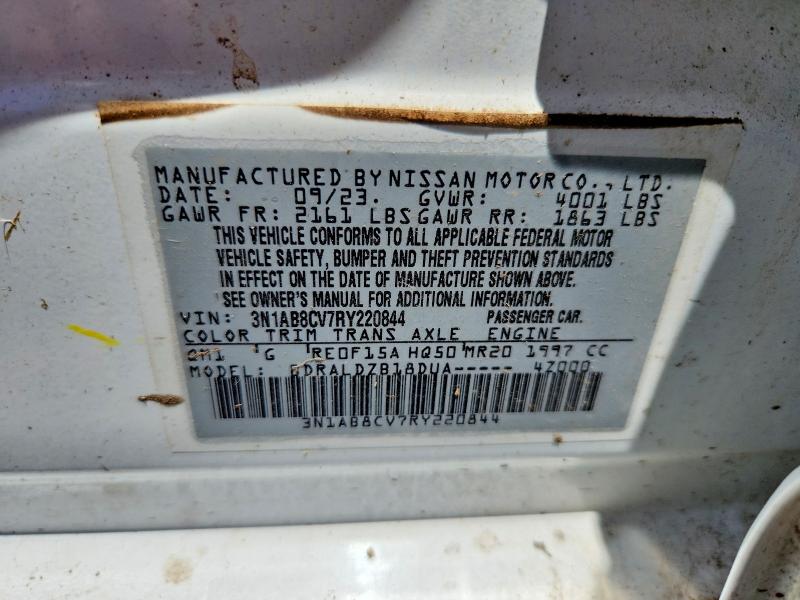 2024 Nissan Sentra მანქანა იყიდება აუქციონზე, vin: 3N1AB8CV7RY220844, აუქციონის ნომერი: 61626446